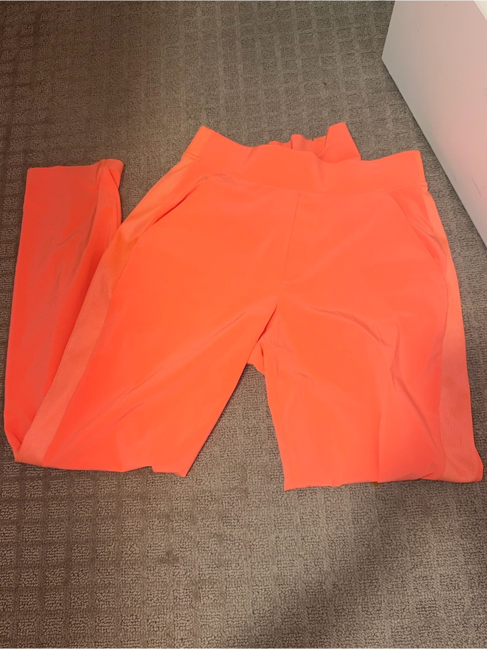 Athleta Neon Coral High-Rise Track Joggers